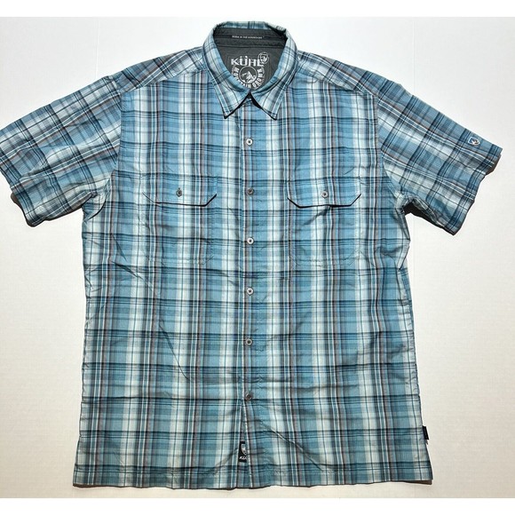 Kuhl Other - Kuhl Eluxur Mens Large Plaid Short Sleeve Button Down Shirt Pockets Outdoor